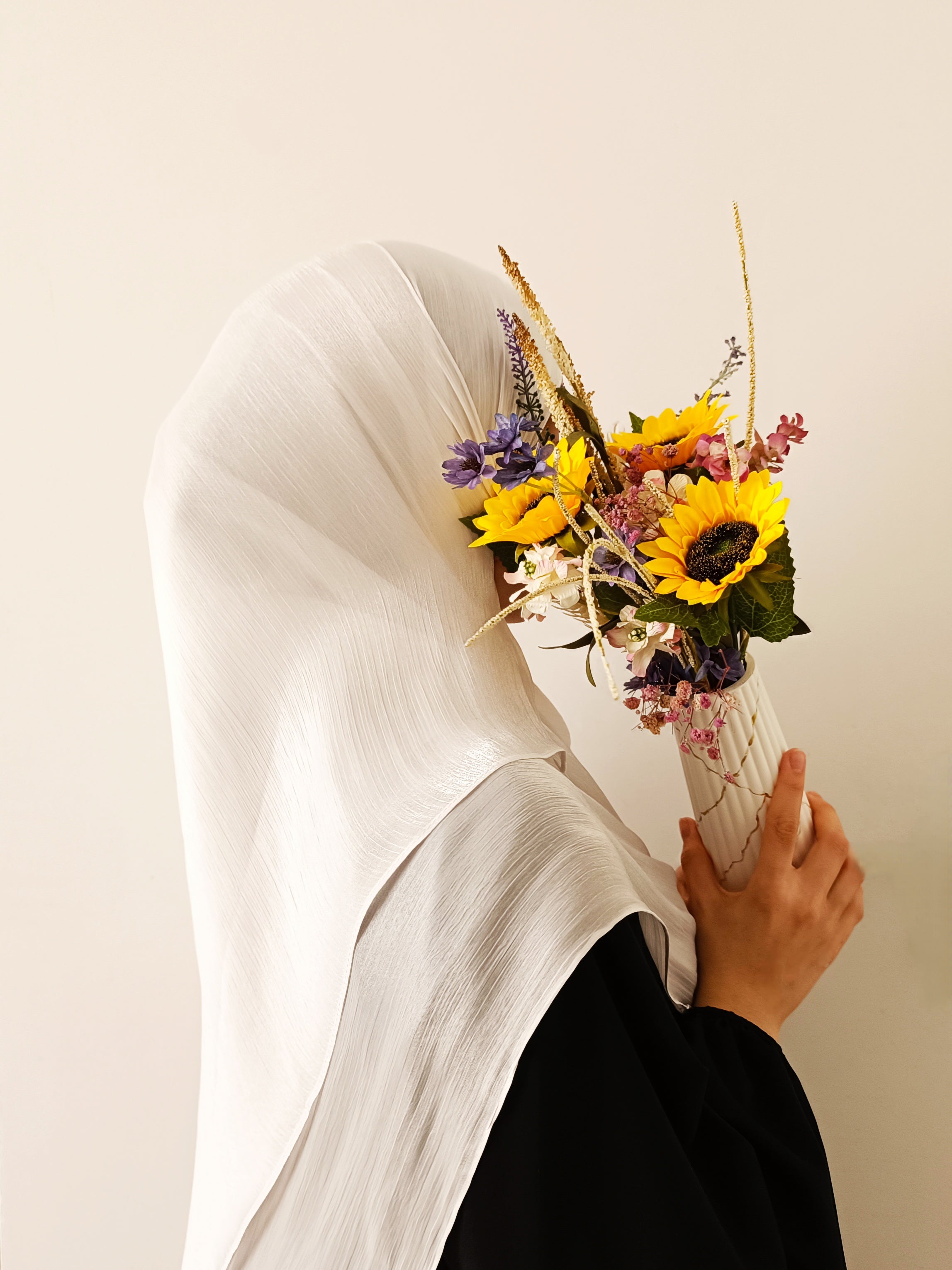 Soft Shimmer Hijab - Snow White