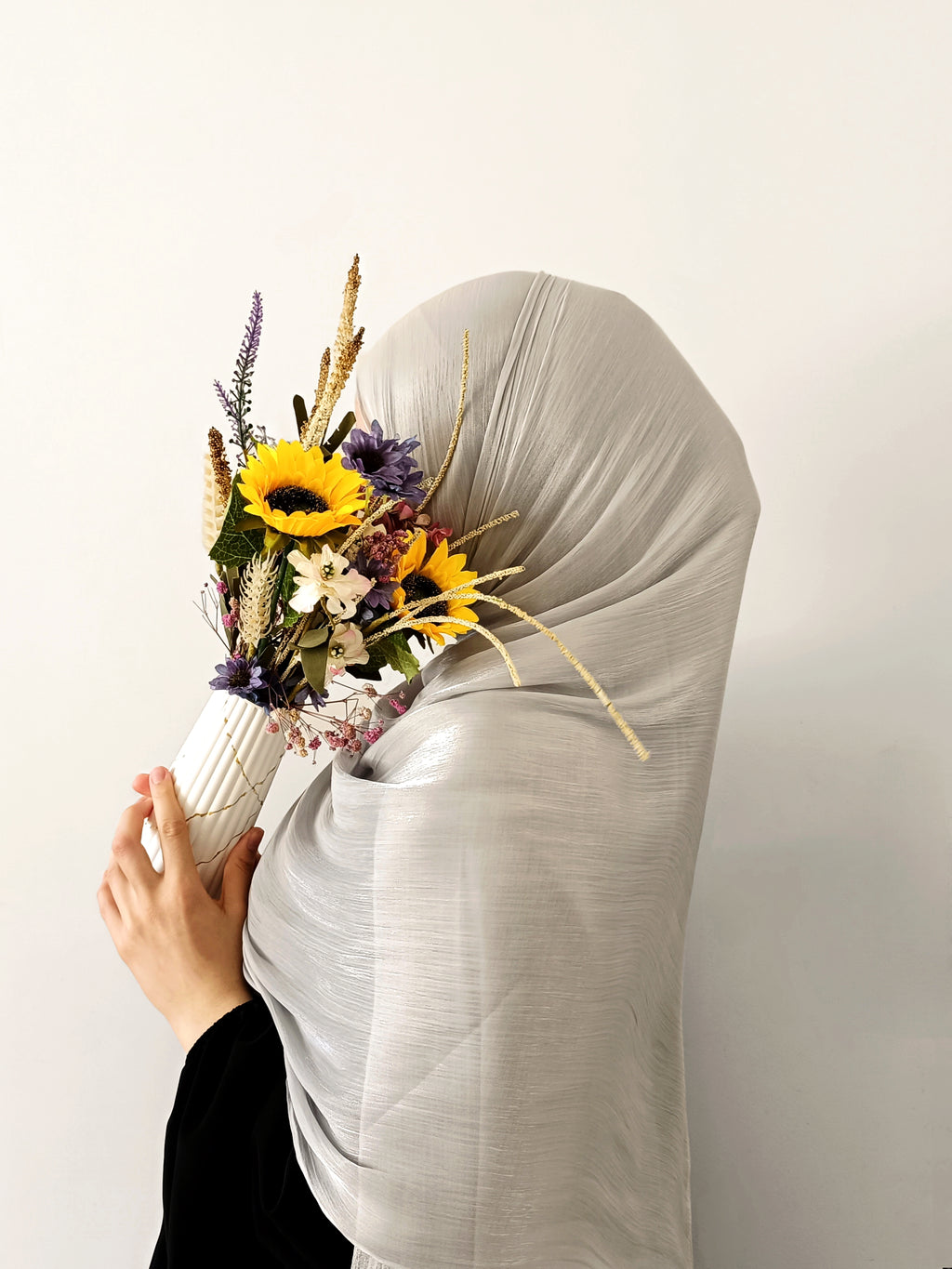 Soft Shimmer Hijab - Light Silver